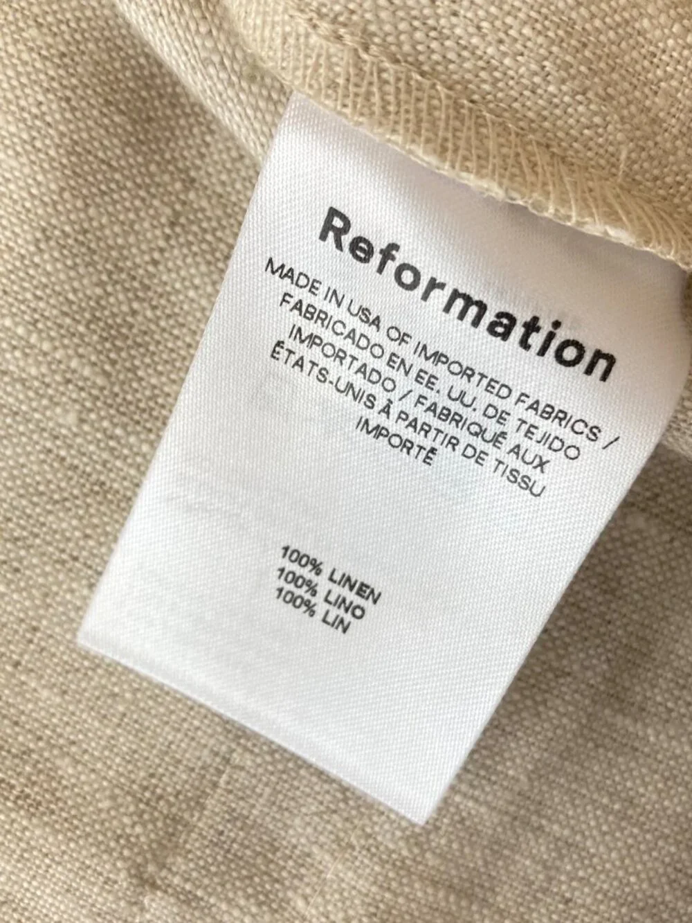 Reformation Wide Leg Linen Pants High Rise Pleated Womens 14 Flax Beige